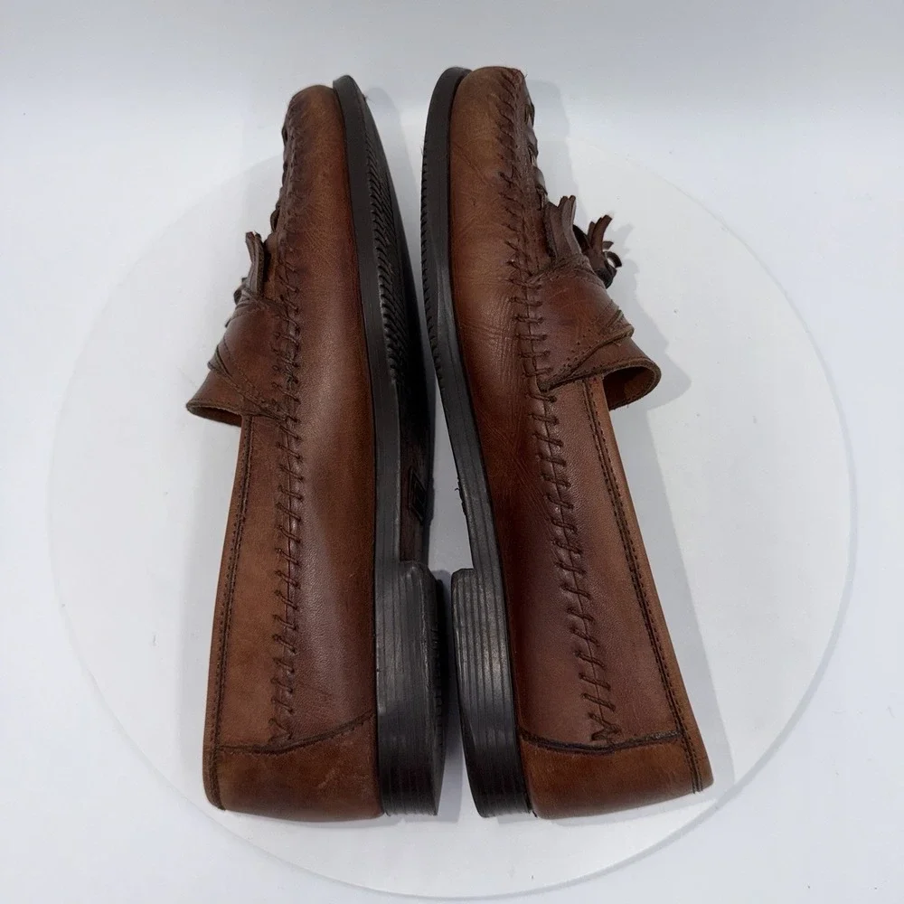 Giorgio Brutini Mens Shoes Size 8 M Loafers Woven Leather Kiltie Tassel